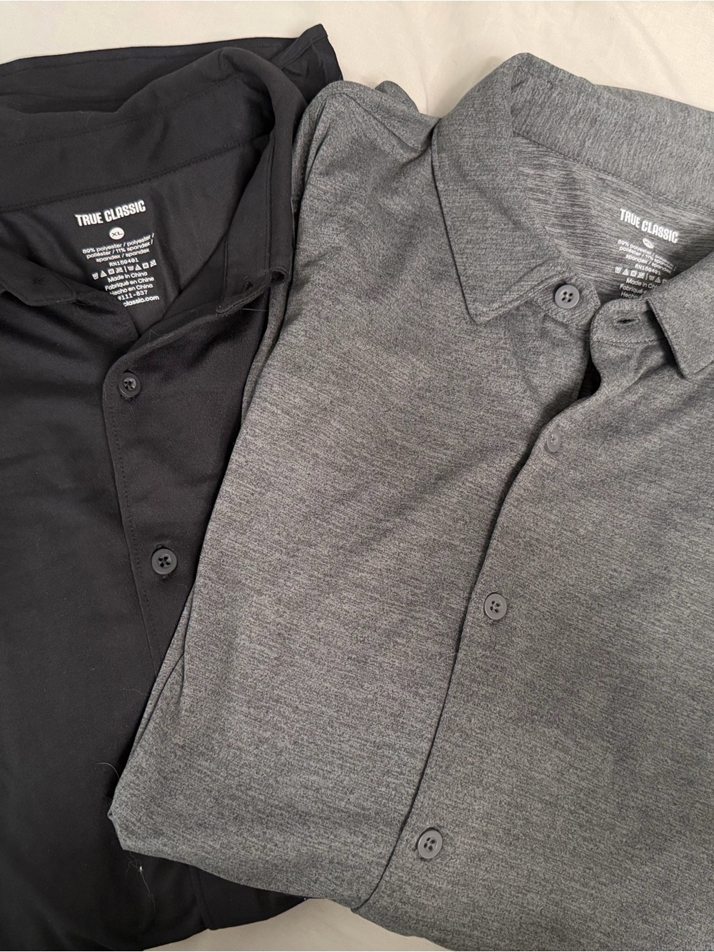 TRUE CLASSIC Men’s Two-Pack Polo — Black & Gray
